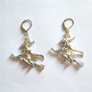 Witch Leverback Earrings, Halloween Dangle Jewelry