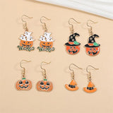 Funny Halloween Ghost Hat Pumpkin Earrings
