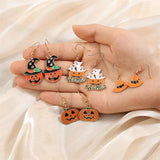 Funny Halloween Ghost Hat Pumpkin Earrings