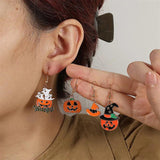 Funny Halloween Ghost Hat Pumpkin Earrings