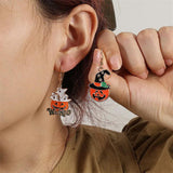 Funny Halloween Ghost Hat Pumpkin Earrings
