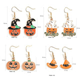 Funny Halloween Ghost Hat Pumpkin Earrings