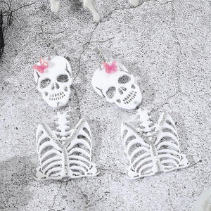 Halloween Gothic Skeleton Pendant Earrings Gift