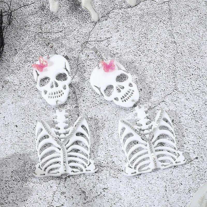 Halloween Gothic Skeleton Pendant Earrings Gift
