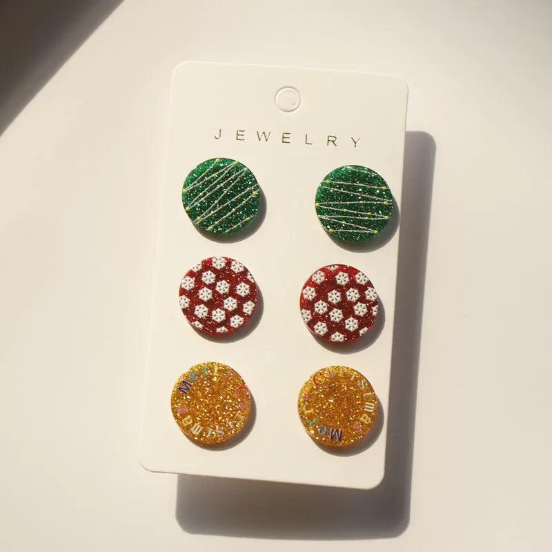 3 Pairs Candy Pumpkin Ghost Acrylic Stud Earrings for Women