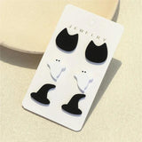 3 Pairs Candy Pumpkin Ghost Acrylic Stud Earrings for Women