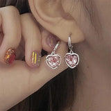 Vintage Goth Pink Heart Earrings for Women