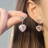 Vintage Goth Pink Heart Earrings for Women