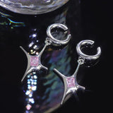Vintage Goth Pink Heart Earrings for Women