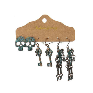 Vintage Punk Skull Skeleton Pendant Dangle Earrings For Women