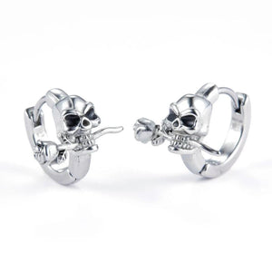 Gothic Skull Skeleton Huggie Hoop Earrings for Men