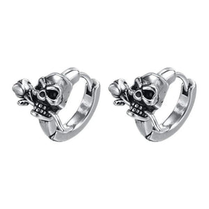 Gothic Skull Skeleton Huggie Hoop Earrings for Men