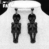 Gothic Skull Stainless Steel Stud Earrings Long Earring Jewelry Halloween Gift