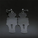 Gothic Skull Stainless Steel Stud Earrings Long Earring Jewelry Halloween Gift
