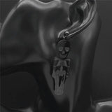 Gothic Skull Stainless Steel Stud Earrings Long Earring Jewelry Halloween Gift