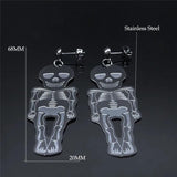 Gothic Skull Stainless Steel Stud Earrings Long Earring Jewelry Halloween Gift