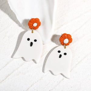 Halloween Cartoon Polymer Clay Earrings Ghost Witch Pumpkin Drop Earrings