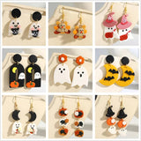 Halloween Cartoon Polymer Clay Earrings Ghost Witch Pumpkin Drop Earrings