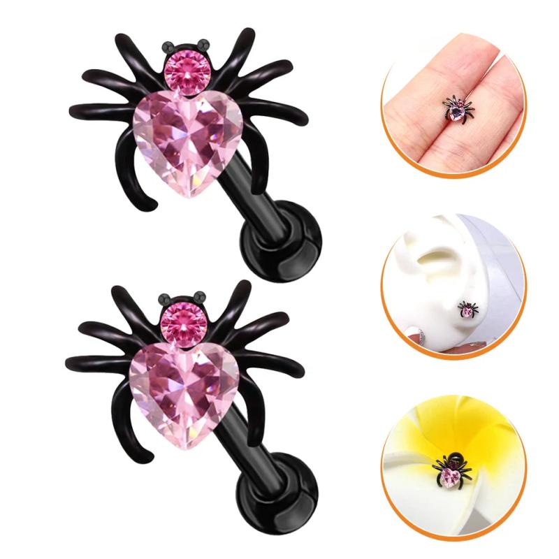 Rhinestone Spider Stud Earrings Halloween Jewelry