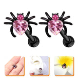 Rhinestone Spider Stud Earrings Halloween Jewelry