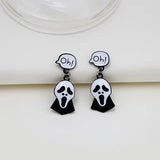 Skeleton Ghost Cross Earrings Evil Fun Creative Dark Earrings