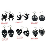 H9ED Retro Style Halloween Skull Spider Web Earrings