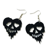 H9ED Retro Style Halloween Skull Spider Web Earrings