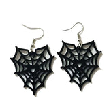 H9ED Retro Style Halloween Skull Spider Web Earrings