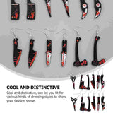 6 Pairs Halloween Gothic Earrings Acrylic Scissor Print Jewelry