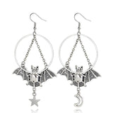 Geometric Big Ring Bat Earrings Female Y2K Punk Vintage Sweet Style Jewelry
