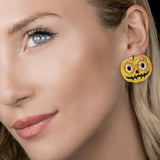 Crystal Rhinestone Pumpkin Earrings for Halloween Party