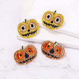 Crystal Rhinestone Pumpkin Earrings for Halloween Party