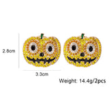 Crystal Rhinestone Pumpkin Earrings for Halloween Party