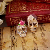 Punk Style Halloween Rose Skull Head Micro Inlaid Earrings