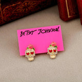 Punk Style Halloween Rose Skull Head Micro Inlaid Earrings