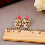 Punk Style Halloween Rose Skull Head Micro Inlaid Earrings