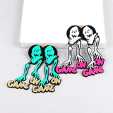 Halloween Acrylic Zombie Skull Large Earrings Gothic Horror Ghost