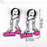 Halloween Acrylic Zombie Skull Large Earrings Gothic Horror Ghost