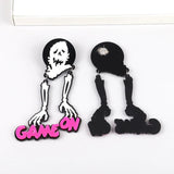 Halloween Acrylic Zombie Skull Large Earrings Gothic Horror Ghost