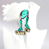 Halloween Acrylic Zombie Skull Large Earrings Gothic Horror Ghost