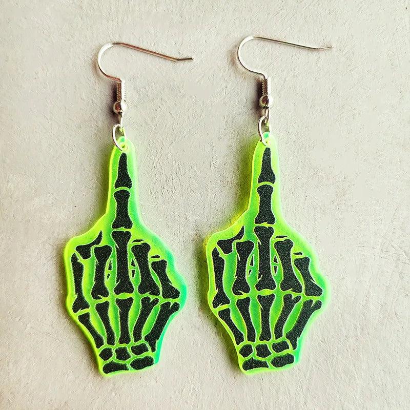 Green Acrylic Geometric Dangle Earrings for Women