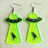 Green Acrylic Geometric Dangle Earrings for Women