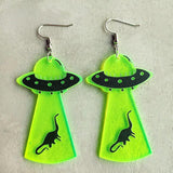 Green Acrylic Geometric Dangle Earrings for Women