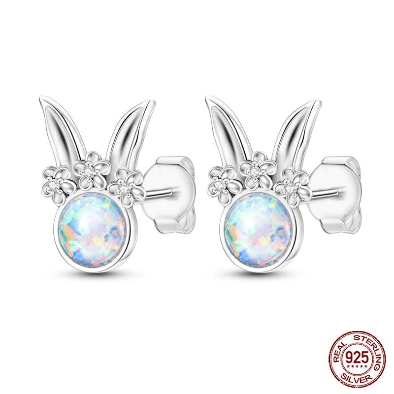 925 Silver Colorful Feather Earrings Mini Elf Butterfly Star Moon Ear Studs