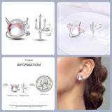 925 Silver Colorful Feather Earrings Mini Elf Butterfly Star Moon Ear Studs