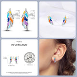 925 Silver Colorful Feather Earrings Mini Elf Butterfly Star Moon Ear Studs