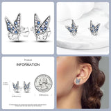 925 Silver Colorful Feather Earrings Mini Elf Butterfly Star Moon Ear Studs
