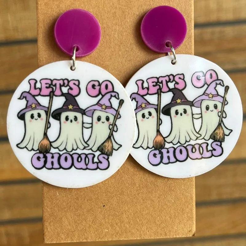Halloween Theme Purple Disc Earrings for Lady