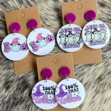 Halloween Theme Purple Disc Earrings for Lady