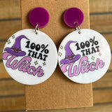 Halloween Theme Purple Disc Earrings for Lady